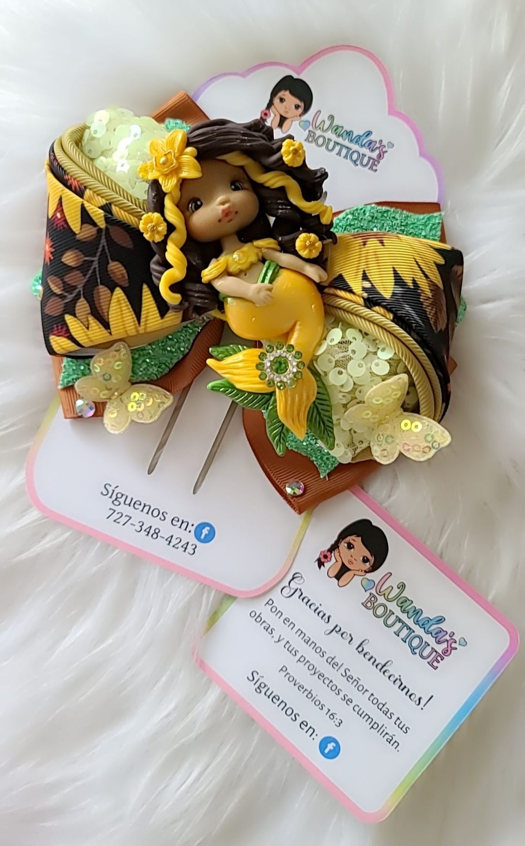 Sunflower Mermaid Bow (large)