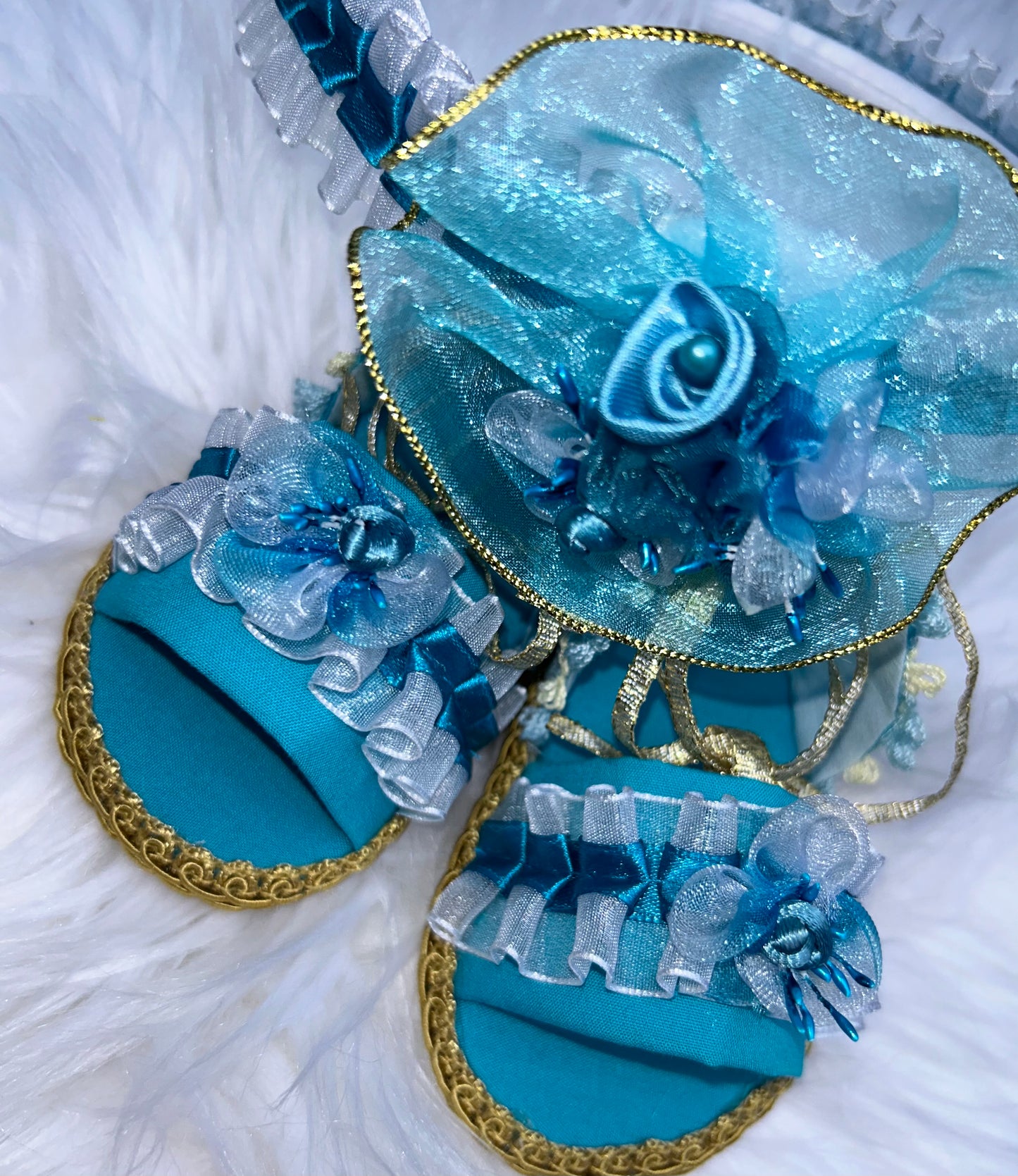 Blue/Gold Baby sandals