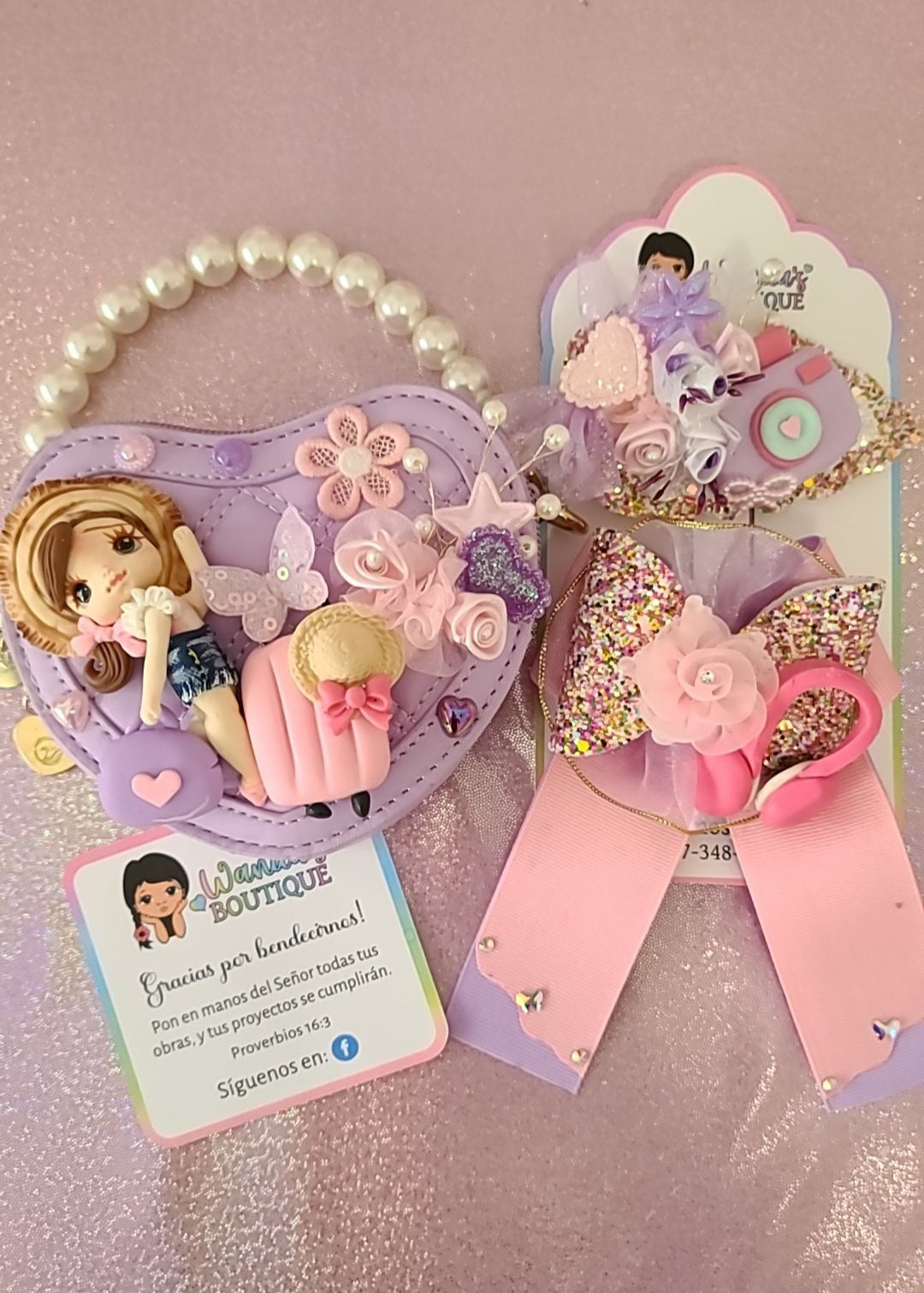 Girls Wallet with cliphair set